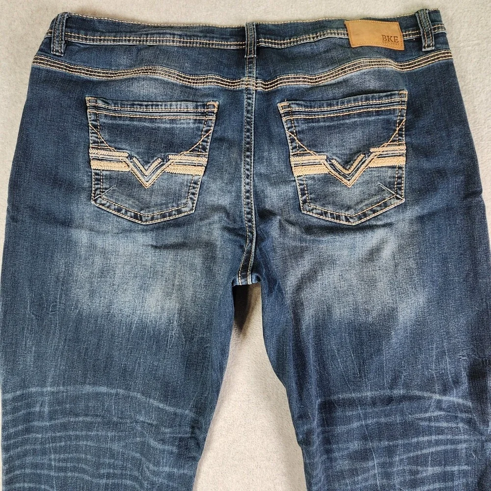BKE Seth Jeans Mens 42x30 Medium Dark Wash Relaxed Straight Whisker Tag 42x32